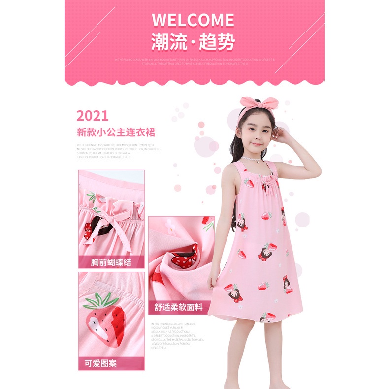 Đầm ngủ cotton mỏng họa tiết hoạt hình dễ thương 95-165cm