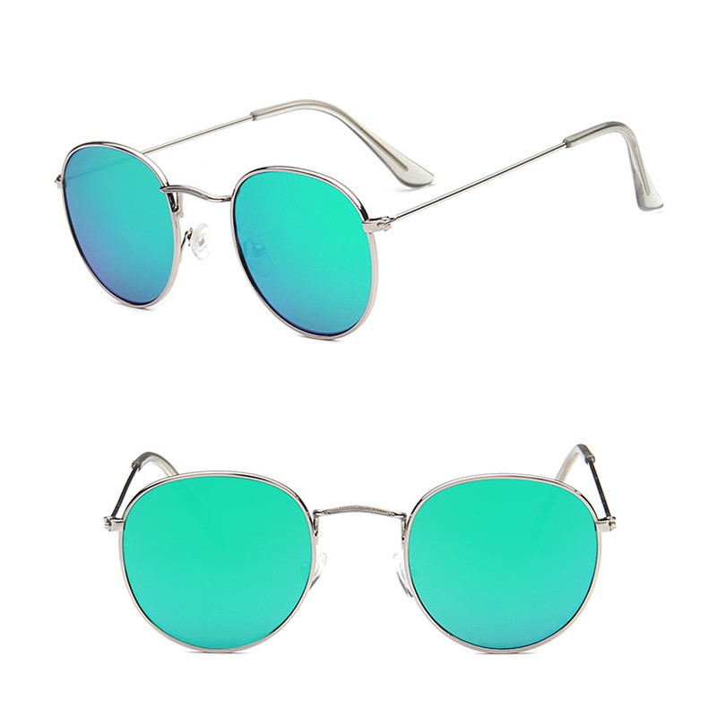 Mata kính mát gọng kim loại tròn phong cách retro cổ điển