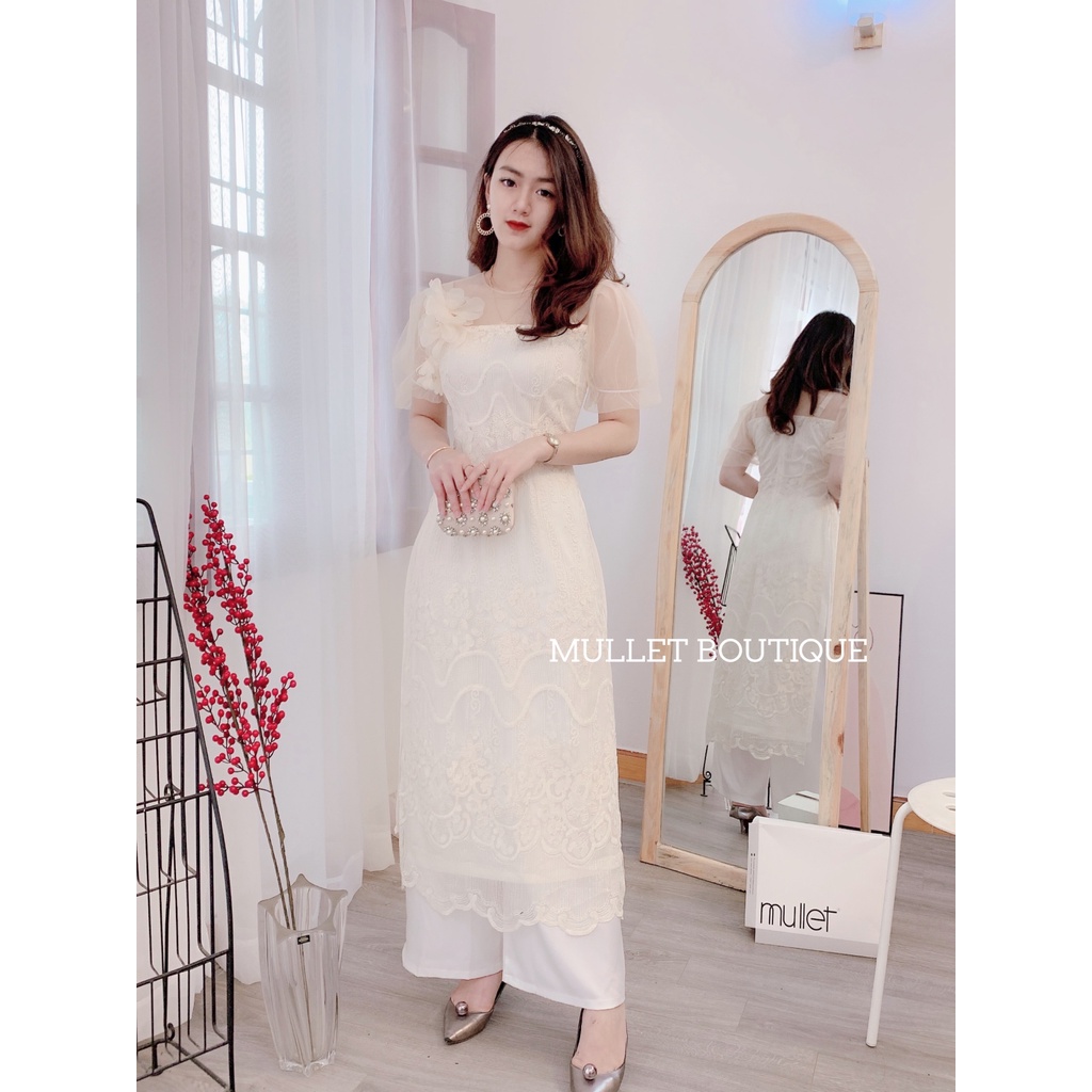 Áo dài trắng mặc tết tiểu thư ảnh thật by Mullet