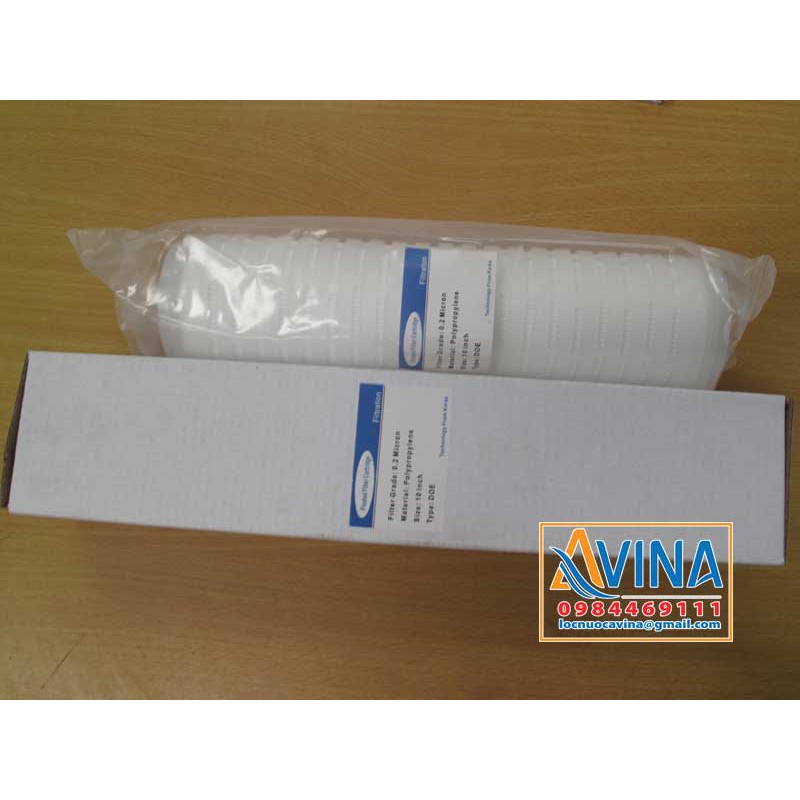 Lõi lọc xác khuẩn 10 inch, lõi lọc xếp giấy có khe lọc siêu nhỏ