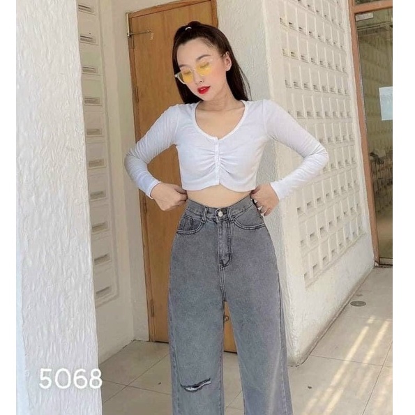 Quần Jeans Nữ Ống Suông Rộng, Quần Bò Nữ Ống Suông