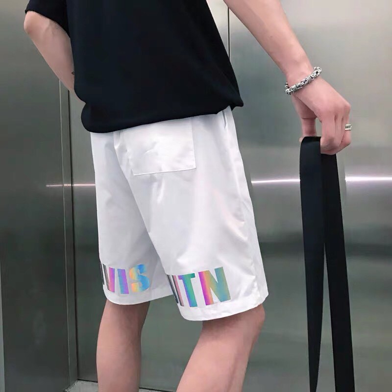 Quần đùi unisex nam nữ phản quang form rộng chất dài mịn phong cách hàn quốc 2 màu Trắng Đen basic