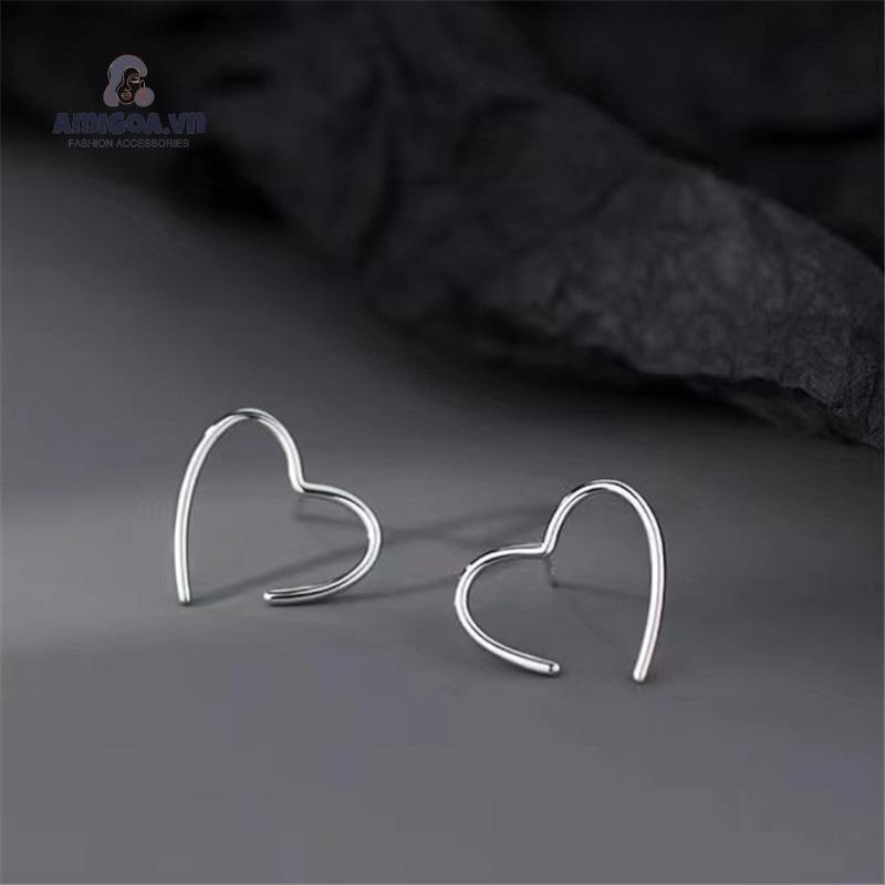 ✨✨Khuyên tai chốt bạc 925 hình trái tim đơn giản kiểu mùa hè Hàn Quốc thanh lịch dành cho nữ