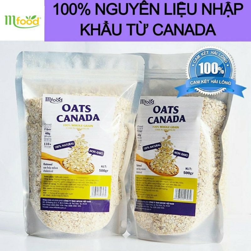 Hạt Yến mạch tươi nguyên hạt Canada Oats 100% nhập khẩu chính hãng 500g