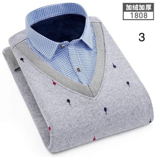 Áo len phối sơ mi lót nhung