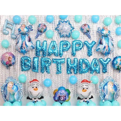Combo Bóng Trang Trí Sinh Nhật 2 Rèm Kim Tuyến + Bóng Chữ Happy Birthday Và 50 Bóng Nhũ