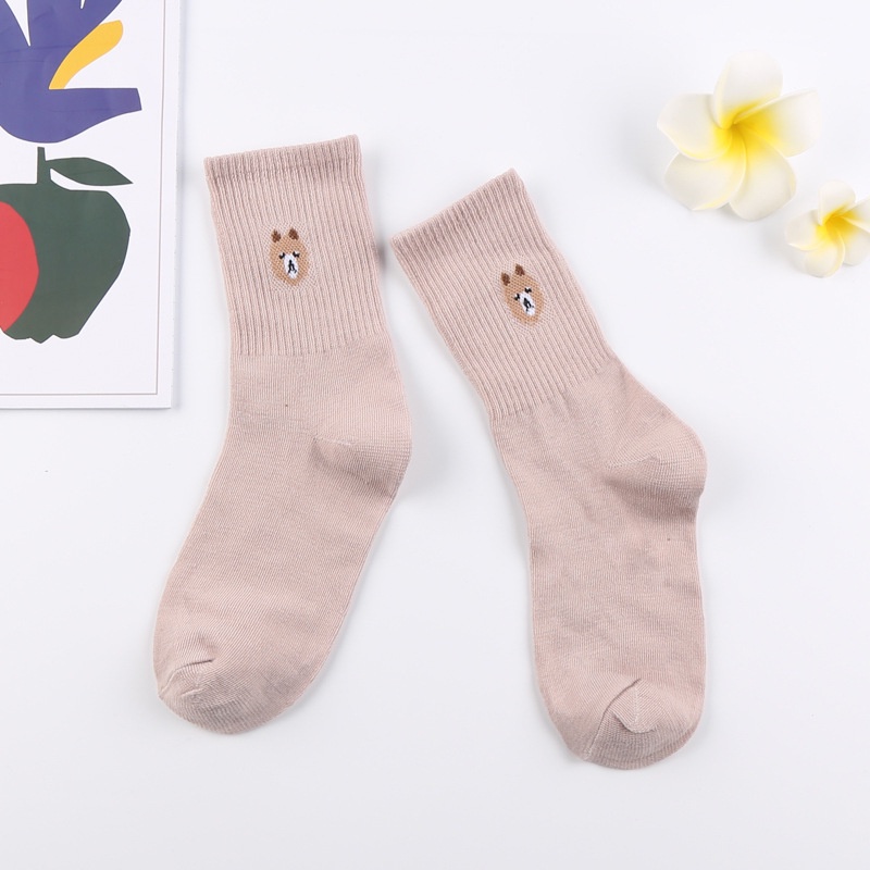 Tất cổ cao vải cotton thêu nhiều họa tiết tùy chọn phong cách Hàn Quốc