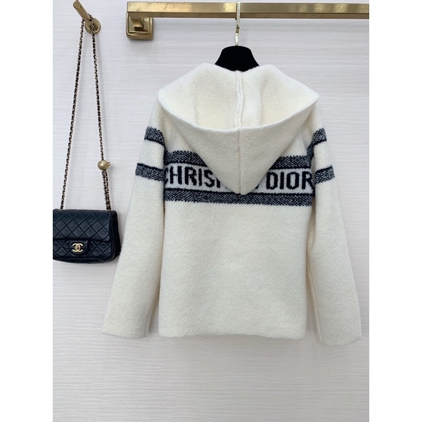 Áo khoác len kéo khoá có mũ thương hiệu thời trang cao cấp Dior CD