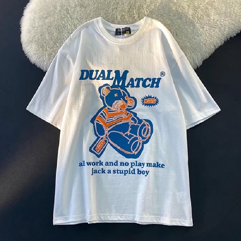 Áo Thun Tay Ngắn Dáng Rộng In Họa Tiết Hoạt Hình Phong Cách Hip Hop Thời Trang Mùa Hè Cho Nam Và Nữ