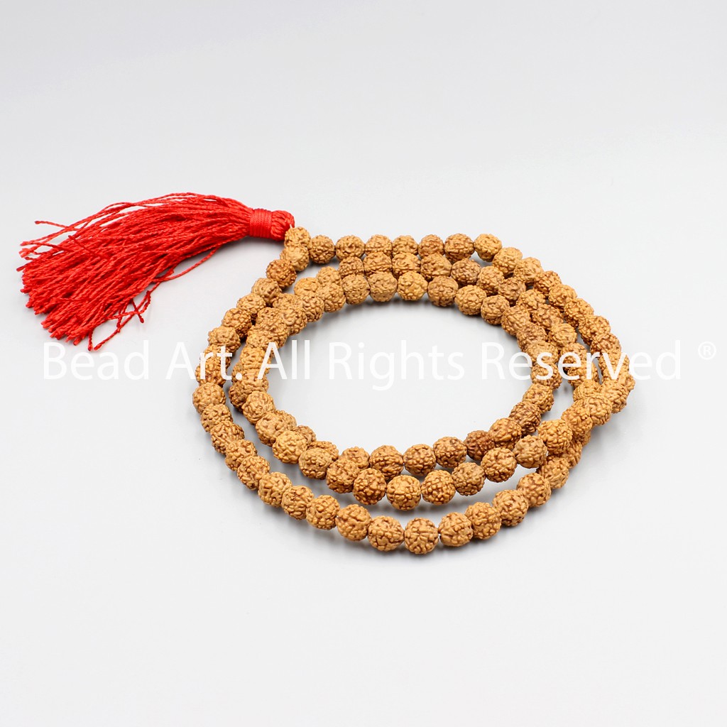 Chuỗi 108 Hạt Bồ Đề Kim Cang (Rudraksha) Tự Nhiên Từ Tây Tạng 6MM, Mộc, Hoả, Vòng Tay Phong Thuỷ, Chuỗi Hạt S32