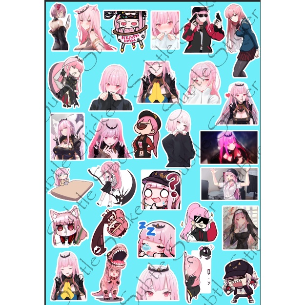 Set 10/15/30  Sticker Mori Calliope hình dán trang trí mũ bảo hiểm, vali, điện thoại, laptop ...siêu đẹp