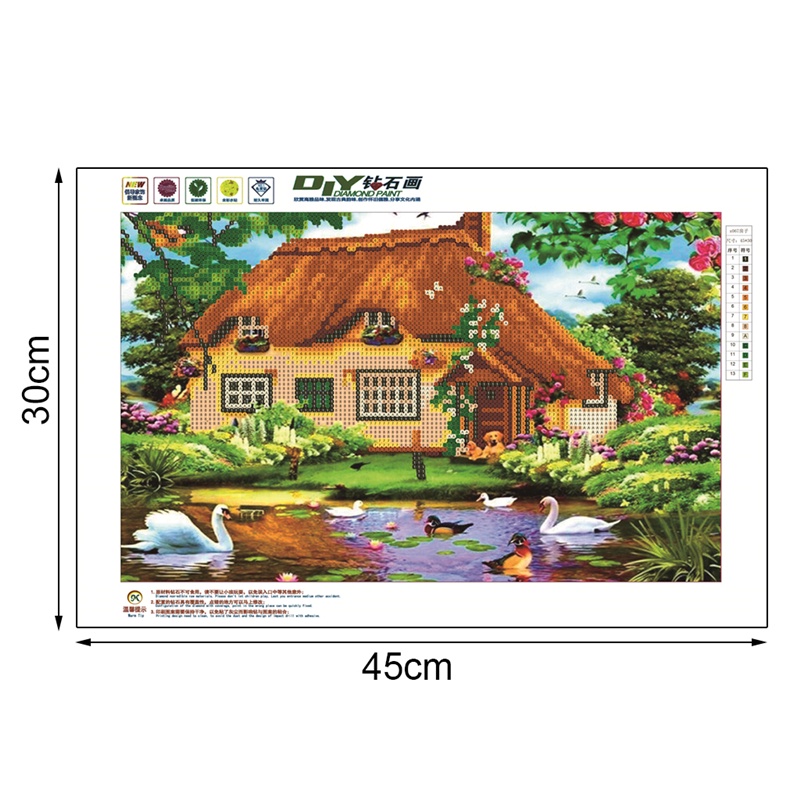 Tranh Thêu Chữ Thập Đính Đá Kim Cương 5D DIY Hình Vẽ Ngôi Nhà