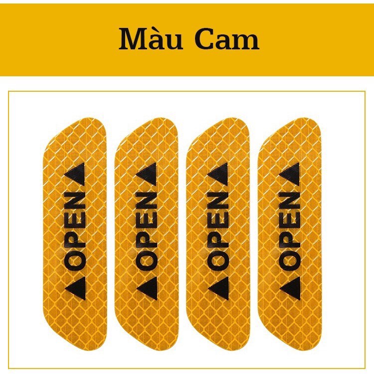 Bộ 4 Decal Dán Phản Quang Ô Tô Cảnh Báo Mở Cửa Ô Tô Tiện Lợi - Có Băng Dính 3M Đi Kèm Theo Bộ