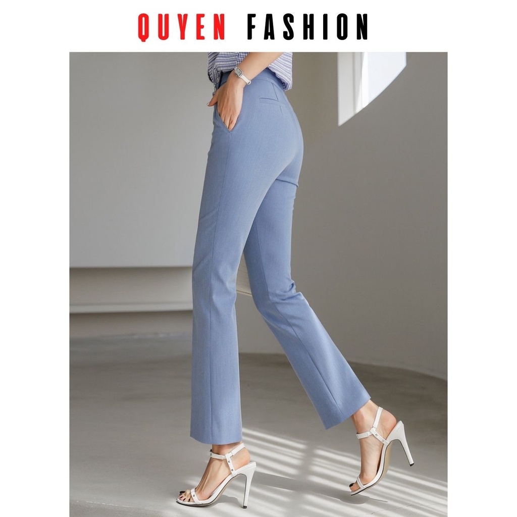 Quần tây công sở nữ màu xanh pastel đính 2 khuy trang trí, kiểu suông đứng trẻ trung, thanh lịch KQ140
