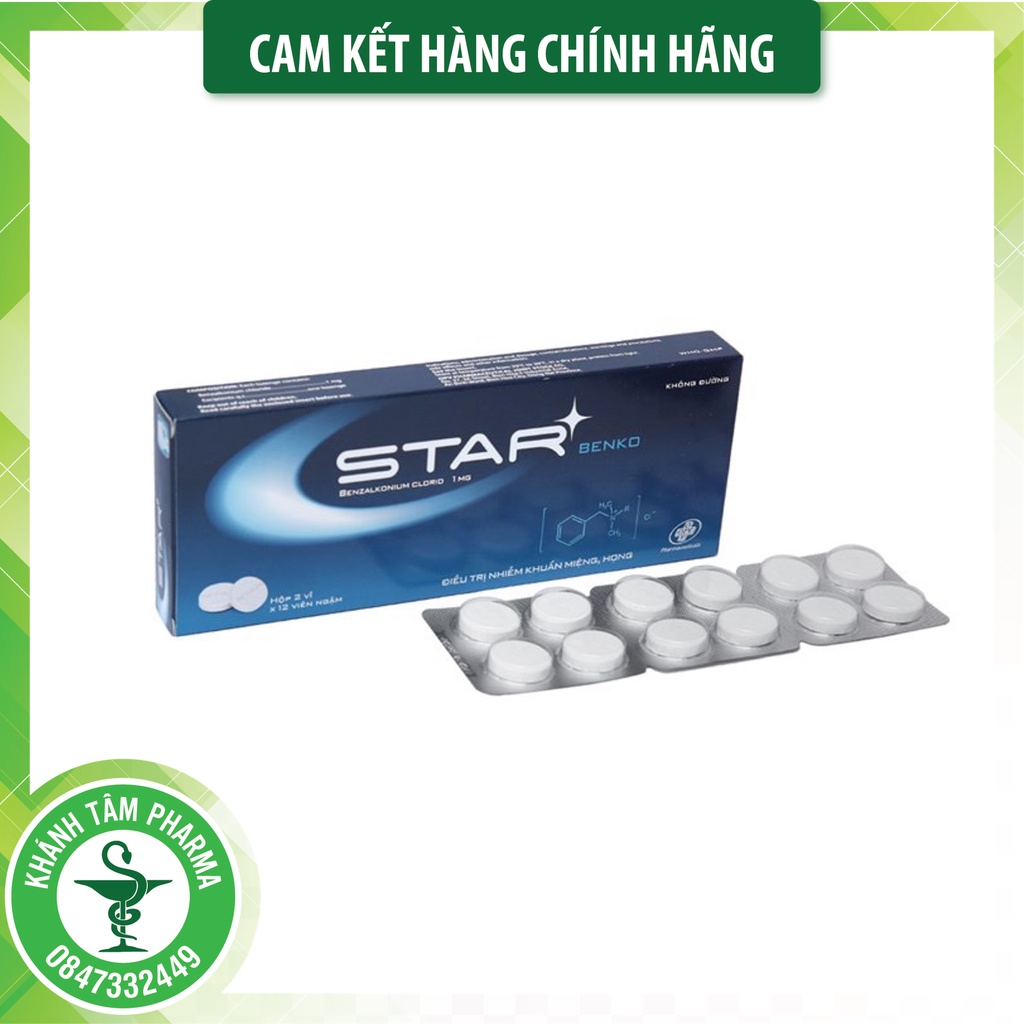 ✅ Kẹo Ngậm STAR BENKO Hộp 24 Viên -  Xóa tan cảm giác, mệt mỏi