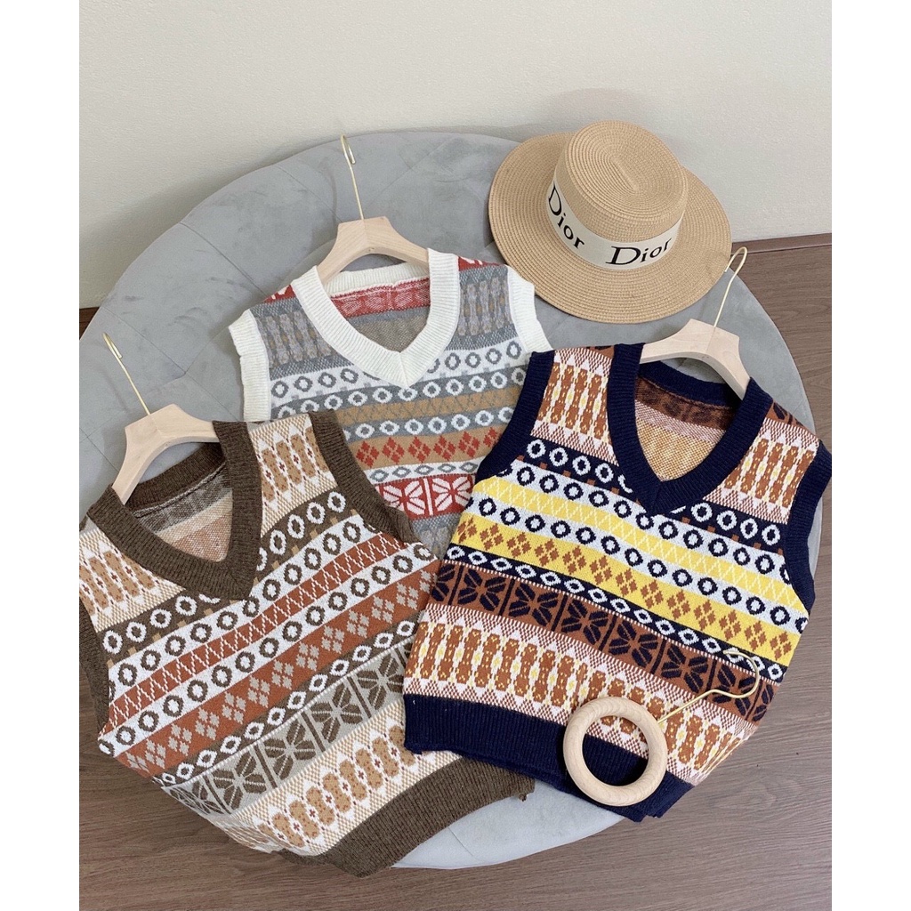 Áo gile len thổ cẩm ulzzang_Xưởng May Quang Anh
