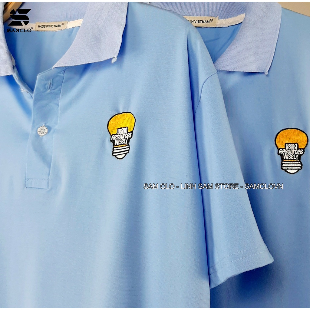 Áo thun Polo tay lỡ SAM CLO có cổ form rộng phông freesize dáng unisex mặc cặp, nhóm, lớp, đi học in hình BÓNG ĐÈN