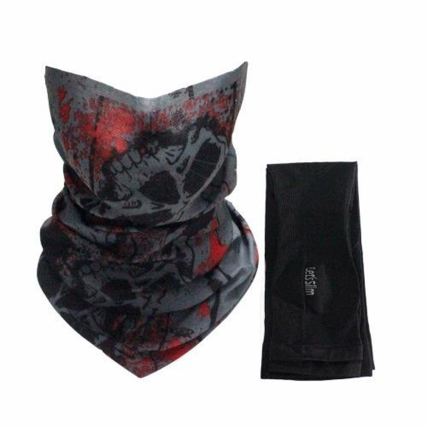 Bộ 1 khăn đa năng và 1 cặp găng tay xỏ ngón Lets Slim Aqua X chốngnắng UV đi phượt (Xám phối Đen)