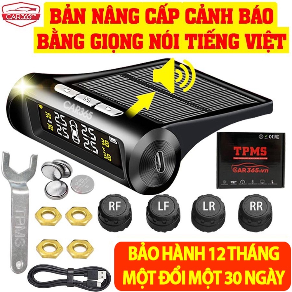 Cảm biến áp suất lốp ô tô xe hơi CAR365 TPMS Cao Cấp Van Ngoài Bản Quốc Tế Màn Hình Màu LCD ( TẶNG 4PIN DỰ PHÒNG)