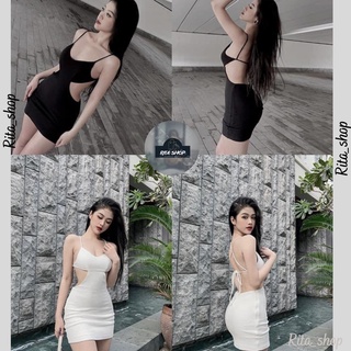 Đầm body 2 dây khoét eo thun xốp hở lưng 3322 thiết kế quyến rũ đi tiệc đi chơi