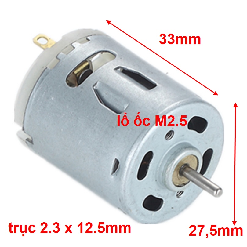 Motor 365 loại 3V~12V DC, 0,13A Pin 2s 7.4v, mạnh, tốt với các bộ đk 7.4v 10-20A dùng chế cho xe tàu đồ chơi đk