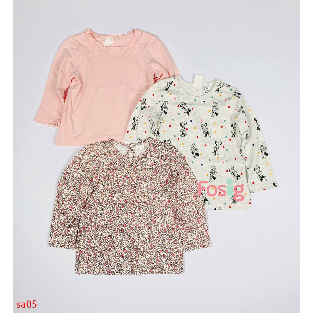 Set 3 Áo Thun Tay Dài Bé Gái HM - Combo ngẫu nhiên