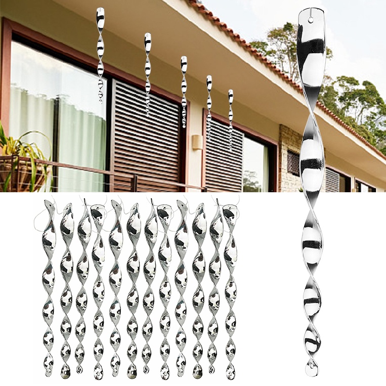 12 Thanh phản quang đuổi chim kiểu xoắn ốc 12 inch tiện lợi