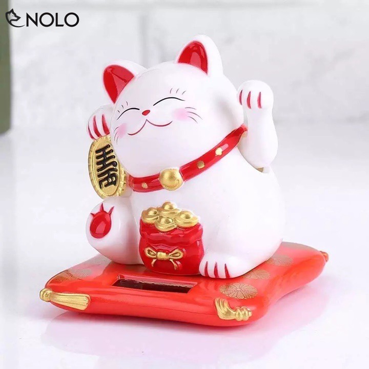 Mèo Thần Tài Chiêu Tài Mini Maneki Neko Tự Vẫy Tay Dùng Nguồn Năng Lượng Mặt Trời Chất Liệu Nhựa ABS