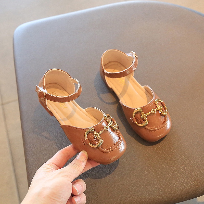 Xăng đan Da Mũi Vuông Thoải Mái Phong Cách Tối Giản Thời Trang Cho Bé Gái 3-16 Tuổi