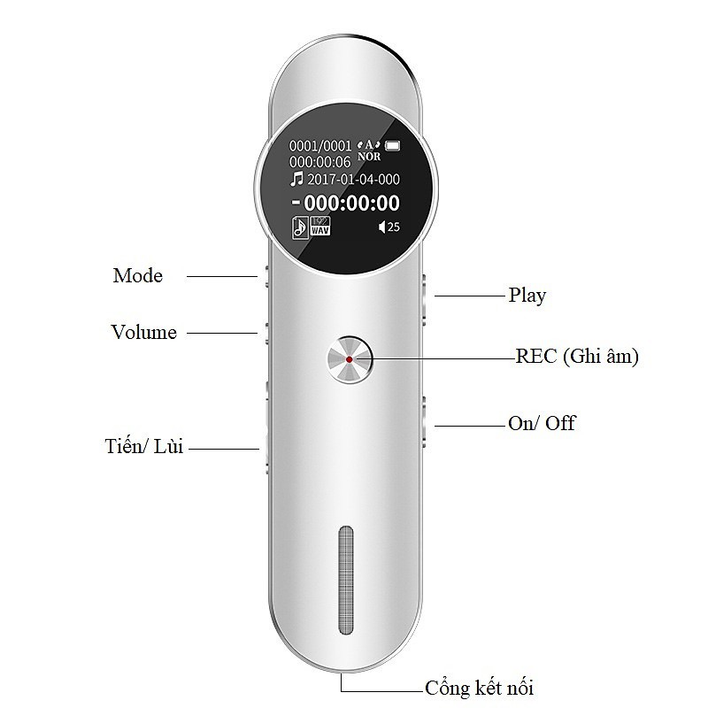 Máy ghi âm cầm tay chuyên dụng cho làm việc, học tập và giải trí Goldseee GS 819