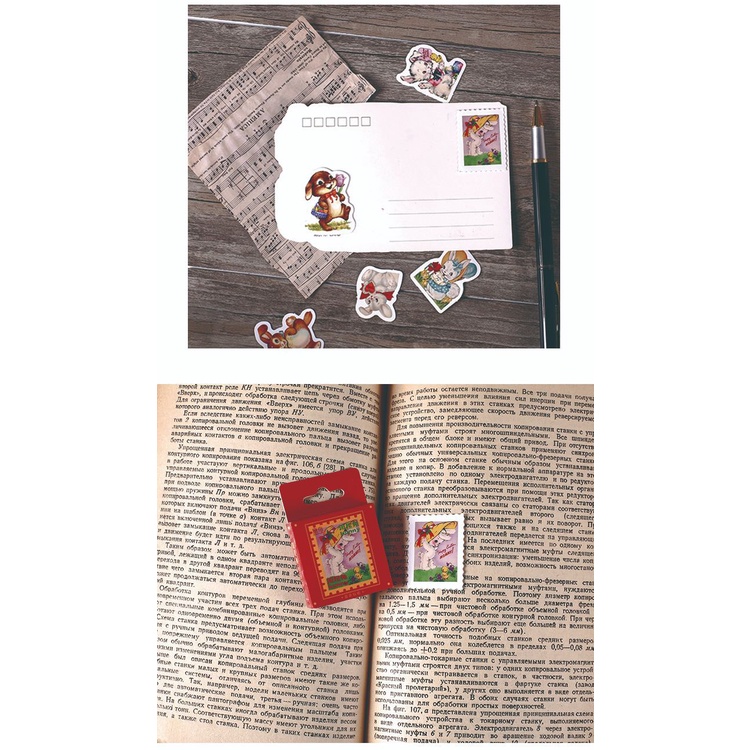 Sticker hộp 46 miếng dán - Chú Thỏ Cổ Tích - Hộp nhãn dán trang trí sổ tay bullet journal - M519
