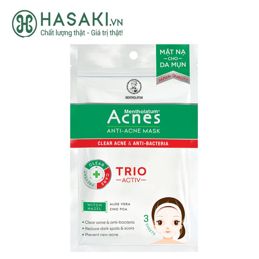 Mặt Nạ Acnes Ngừa Mụn Anti-Acne Mask 65ml (3 Miếng/Gói)