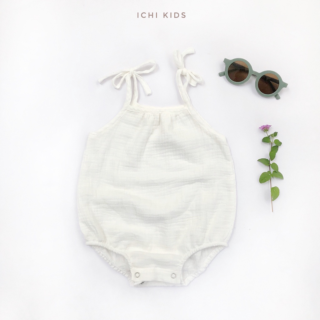 Bodysuit đồ liền thân cho bé gái sơ sinh vải xô muslin