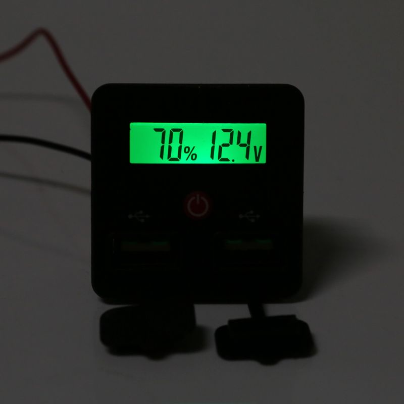 Vôn Kế Kỹ Thuật Số 12V 24V Hai Cổng USB Màn Hình LCD
