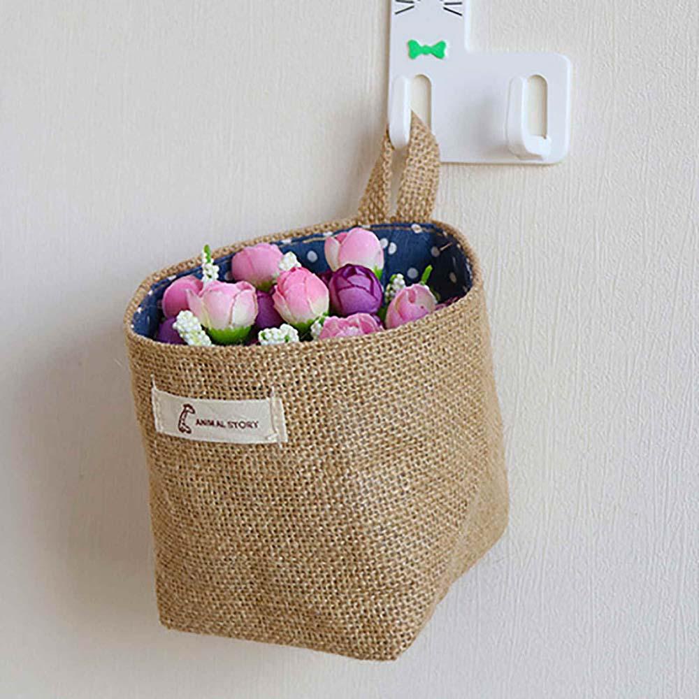 Giỏ Đựng Đồ Treo Tường Bằng Vải Lanh Cotton Trang Trí Nhà Cửa