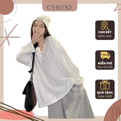[ Có Video + Ảnh Thật ] Áo Dài Tay Khoét Ngực Tổ Ong Cheeke House Mã 690
