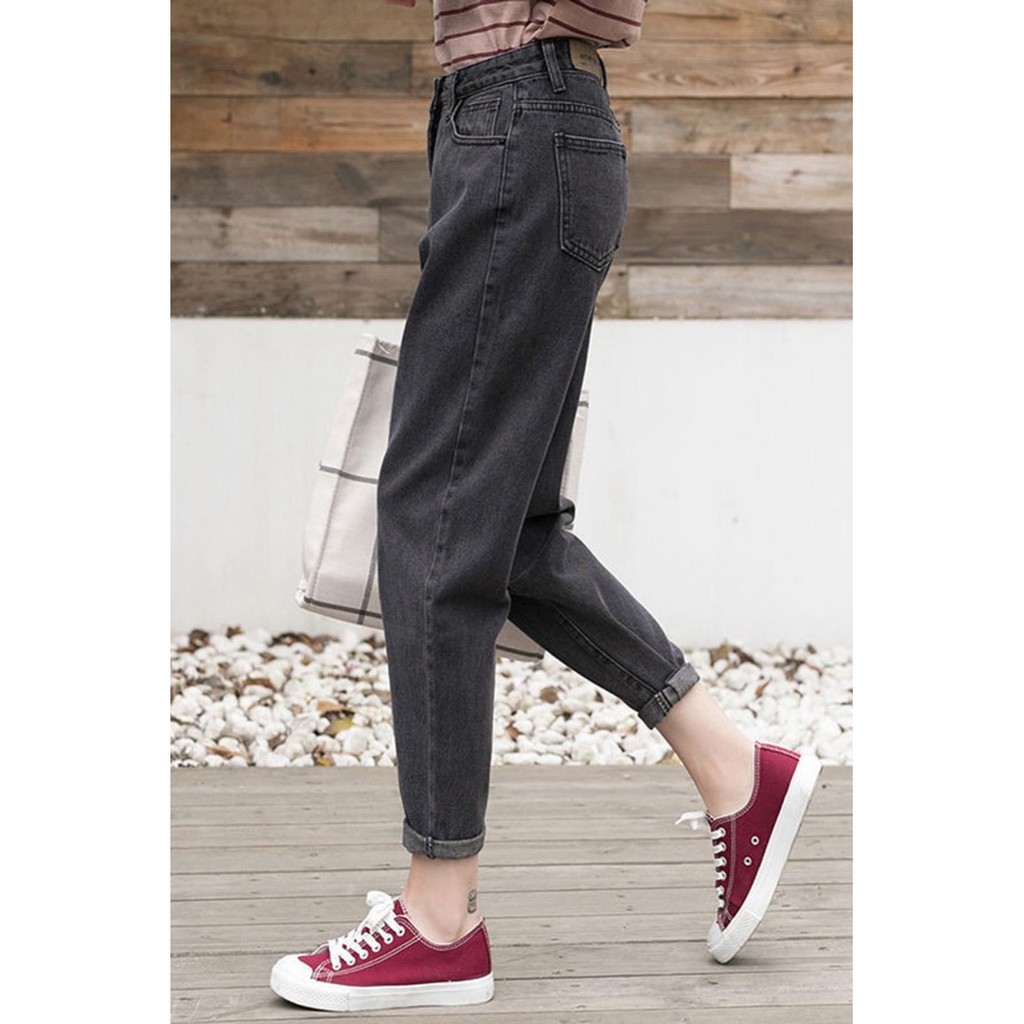 [ FREESHIP ] QUẦN BAGGY JEAN NỮ MÀU XÁM LAI CUỐN LƯNG CAO NITI2 CỰC HOT CỰC THỜI THƯỢNG, ĐƠN GIẢN, CỔ ĐIỂN