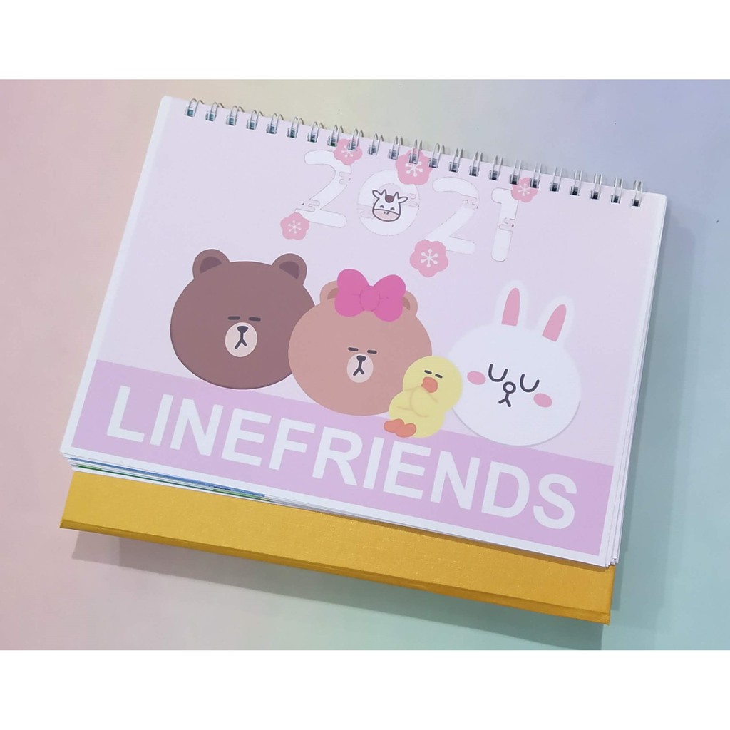 Lịch để bàn gấu brown size trung 14*20cm giấy đẹp có lịch âm line friends