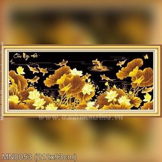 tranh thêu chữ thập cửu ngư quần hội Mn0053 212x93 cm