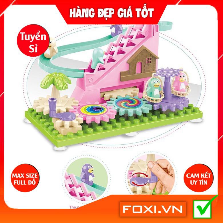 Bộ Đồ Chơi Đường Ray Bãi Biển-Xếp Hình Công Viên Nước-Lego Kích Thích Trí Thông Minh-Khéo Léo