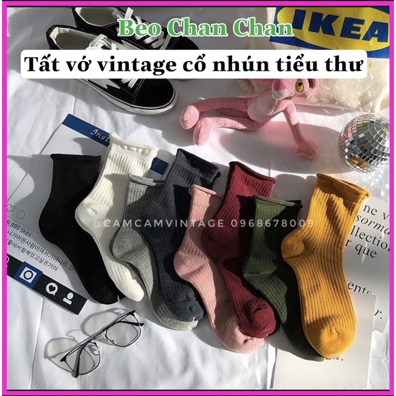 Tất cổ cao nữ vớ trơn cao cổ Nam - Nữ tất vớ vintage Basic Unisex 9 màu Korea Socks