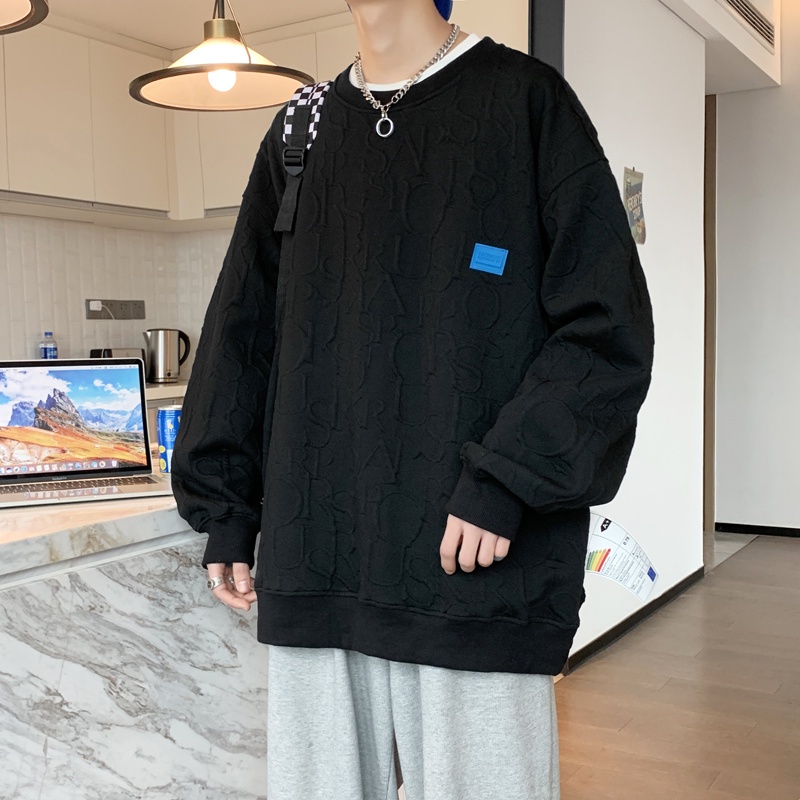 Áo Sweater Cổ Polo Dáng Rộng Phong Cách Thời Trang Hàn Quốc Cho Nam Giới bigsize simple unisex áo dài tay top