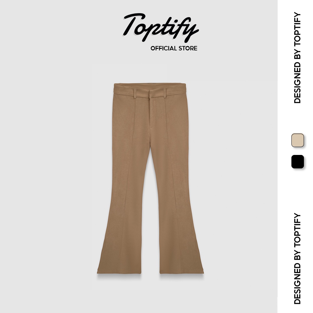 Quần kaki nữ ống loe TOPTIFY viền ly xẻ tà Khaki Flared Pants VQ03