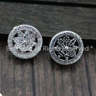 Charm Bạc Khắc 8 Biểu Tượng Cát Tường Phật Giáo Tây Tạng, Bạc 925, Phối Vòng Tay, Chuỗi Hạt, Trang Sức, Bead Art (2)