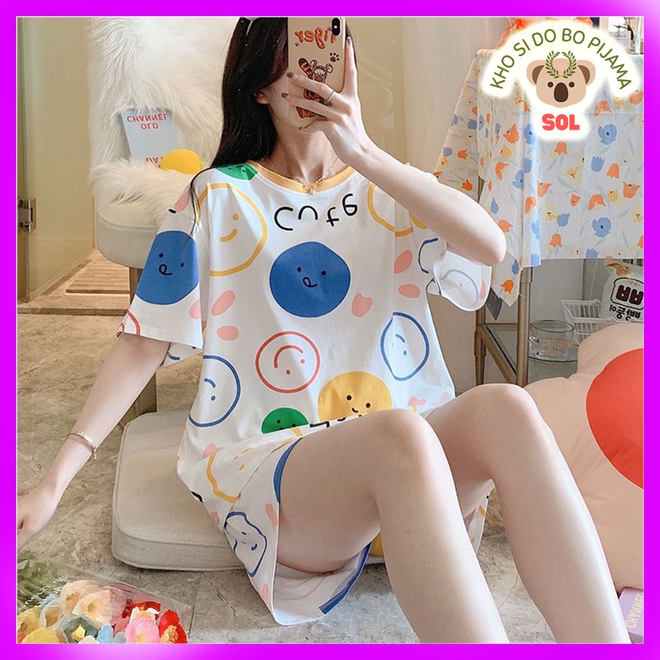 Bộ Mặc Nhà Thun Qc Ngủ Hè Cộc Tay Chất Mát