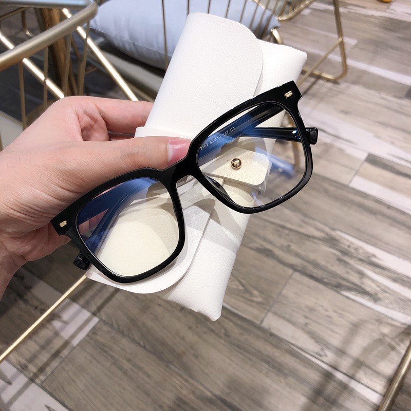 Mắt Kính Giả Cận Form Vuông Vạch Kép 442 Retro Siêu Hot - Hazo