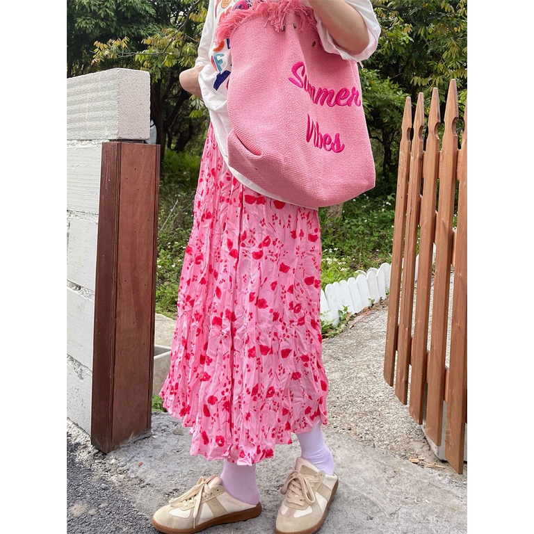 Chân Váy Chữ A Lưng Cao Dáng Chữ A Họa Tiết Hoa Thời Trang Mùa Hè Mới