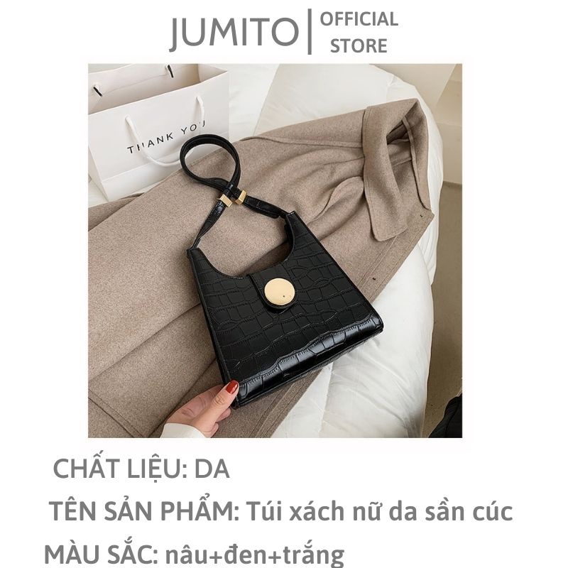 Túi xách nữ đeo chéo kẹp nách da sần cúc giữa to hàng Quảng Châu JUMITO SA534