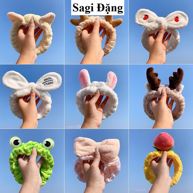 Băng đô rửa mặt tai thỏ tai mèo dễ thương, băng đô cài tóc thời trang Hàn Quốc - SAGI ĐẶNG