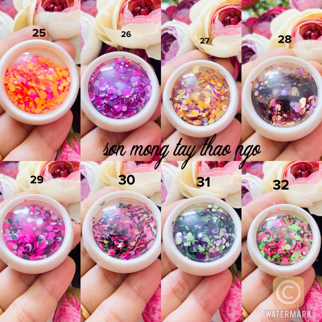 (hàng mới về) Kim tuyến tròn trang trí móng dành cho Nail siêu xinh 7k/1 hủ